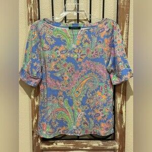 Lauren Ralph Lauren blue paisley top